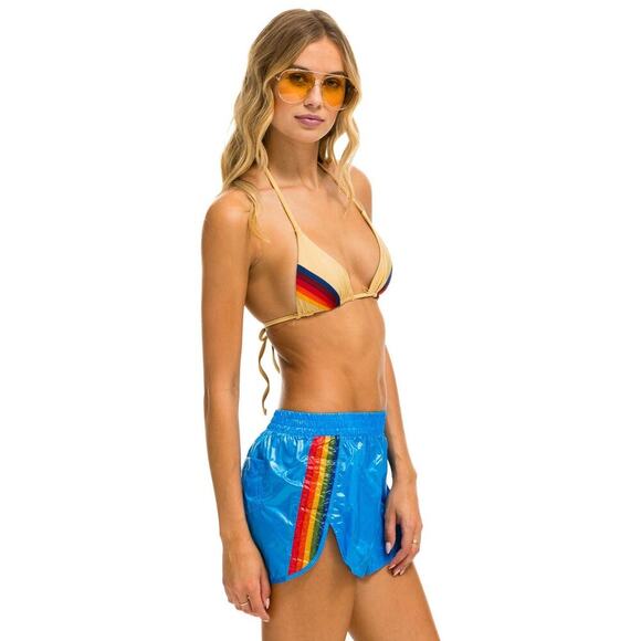 Aviator Nation Women’s 5 STRIPE NYLON JOGGER SHORT - BLUE CINA | NEW/NWT!! - Picture 1 of 13